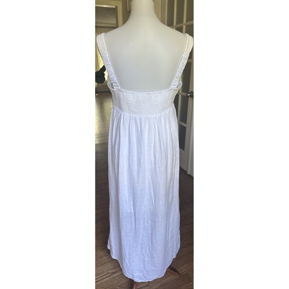 J.Crew White Boho Crochet Bodice Linen Maxi Dress Women's Size M Summer Beach - Picture 7 of 13